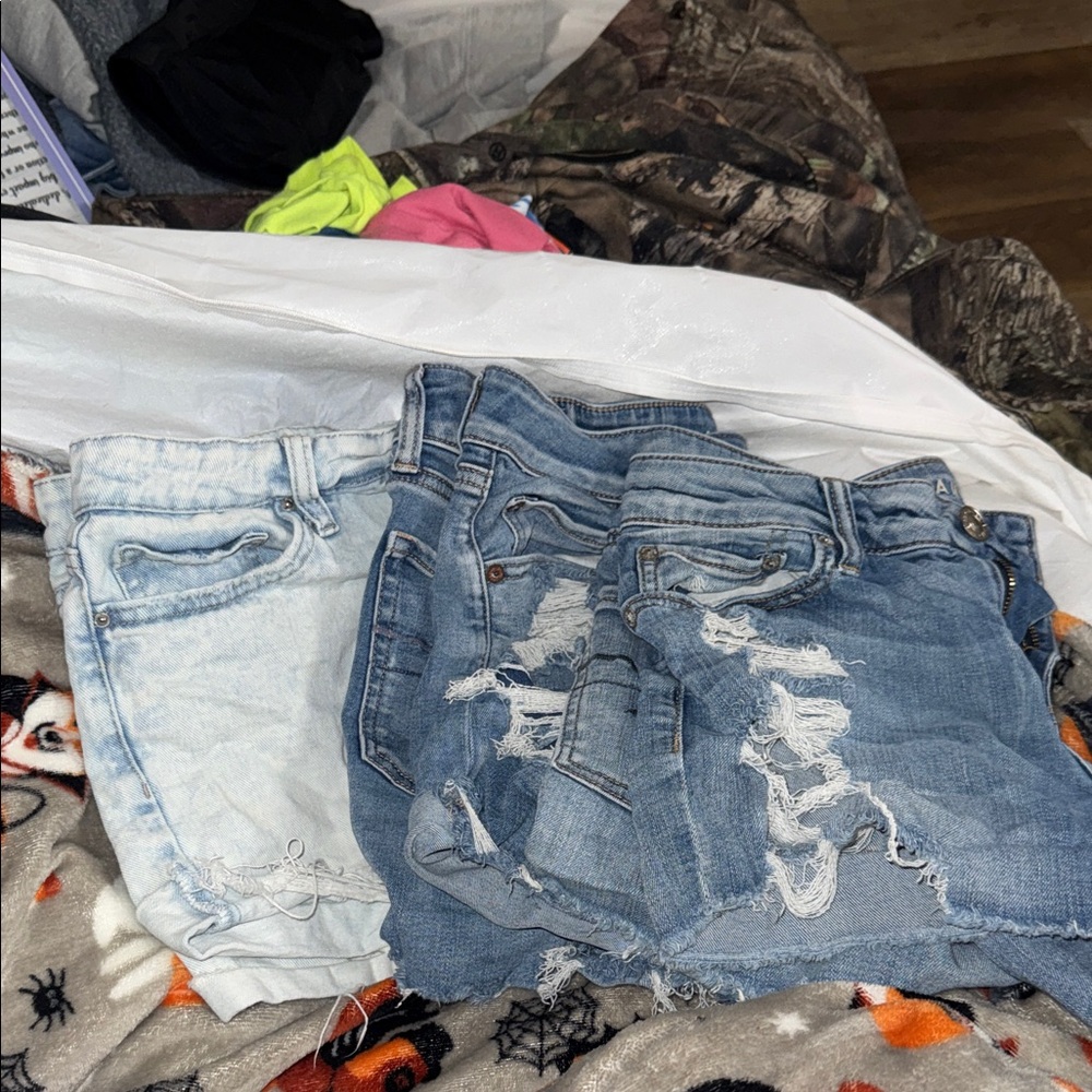American Eagle Outfitters Blue and Light Blue Jean Shorts